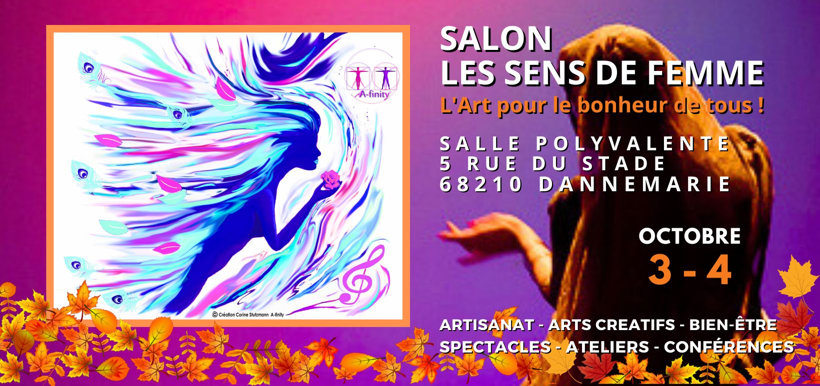 BANNIÈRE SALON LES SENS DE FEMME 19 et 20 JUILLET SALLE 1860 GUEBWILLER